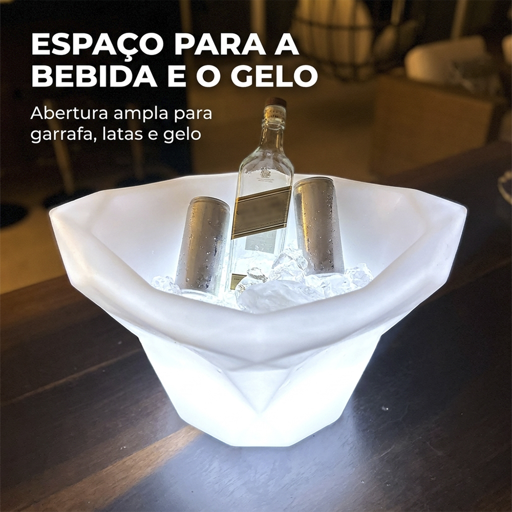 Champanheira Led RGB de Mesa Design Geométrico