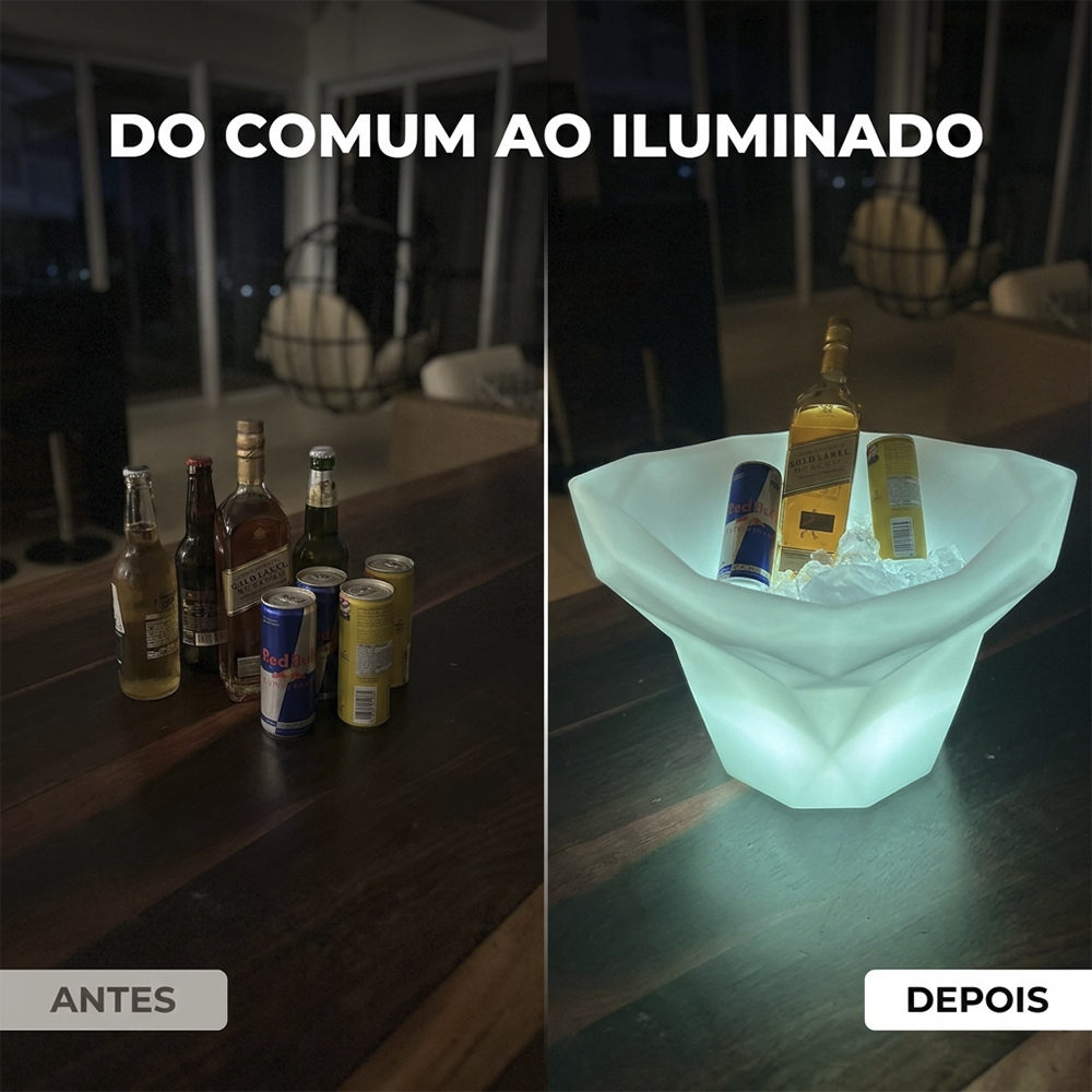 Champanheira Led RGB de Mesa Design Geométrico