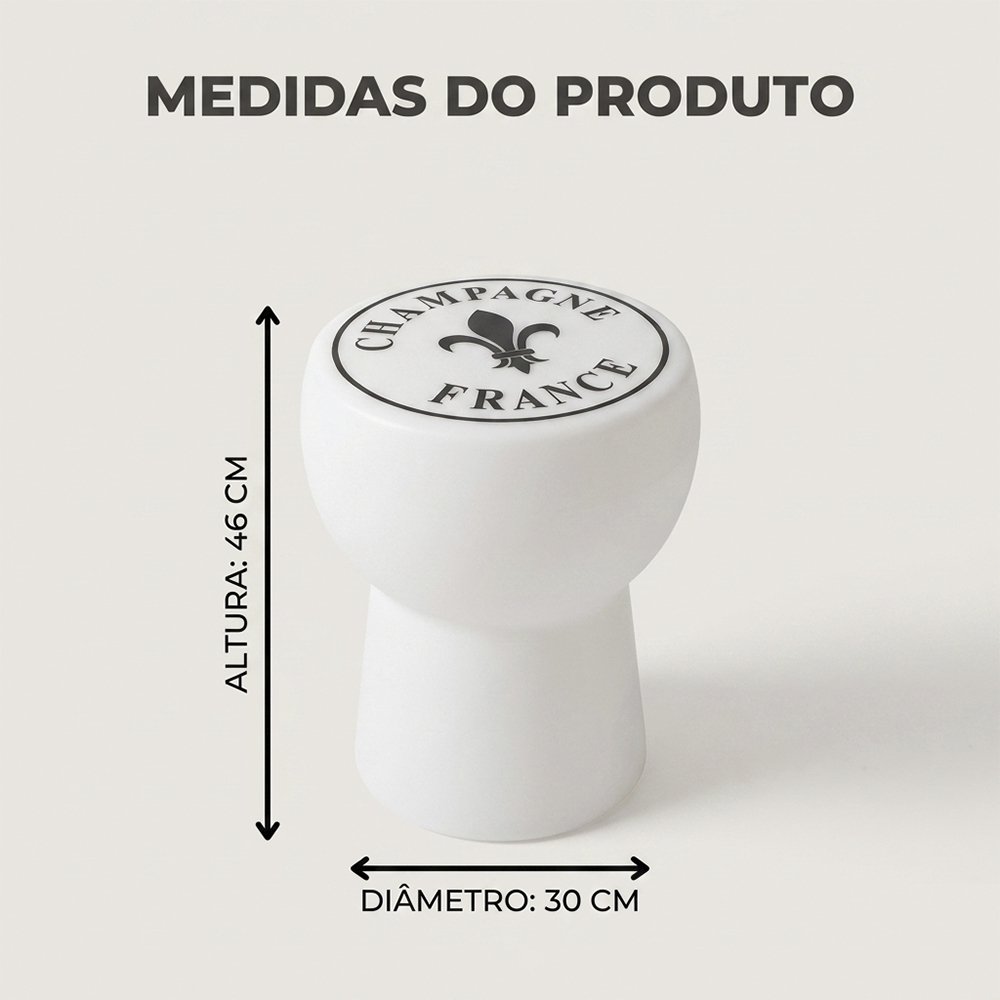Banqueta Rolha Branca Champanhe Banco Decorativo