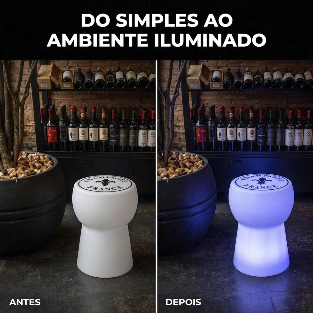 Banqueta Rolha Branca Champanhe Banco Decorativo