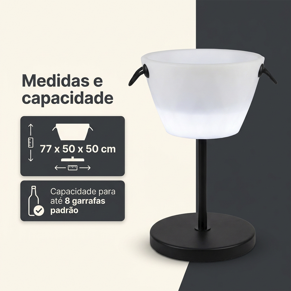Champanheira Led RGB Pedestal 25L Até 8 Garrafas
