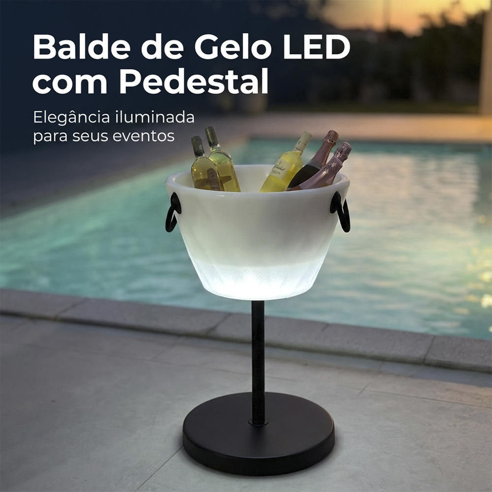 Champanheira Led RGB Pedestal 25L Até 8 Garrafas