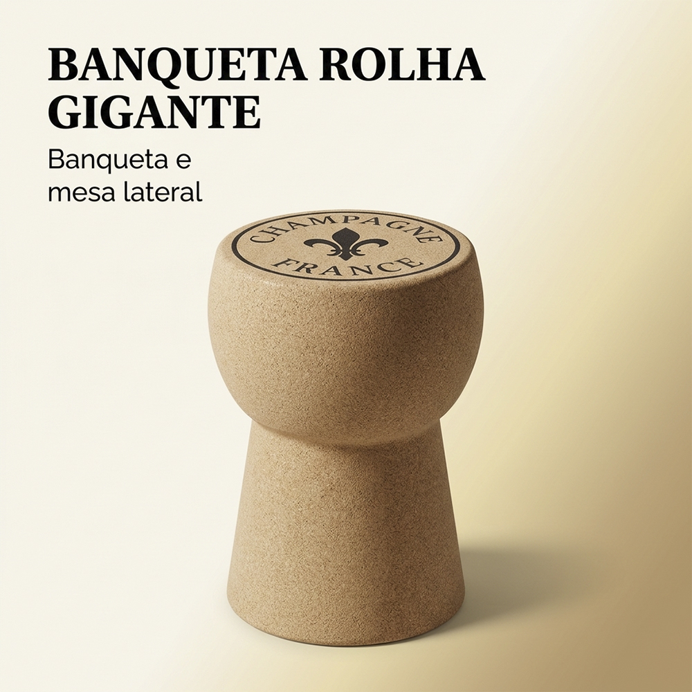 Banqueta Rolha Cortiça Champanhe Banco Decorativo