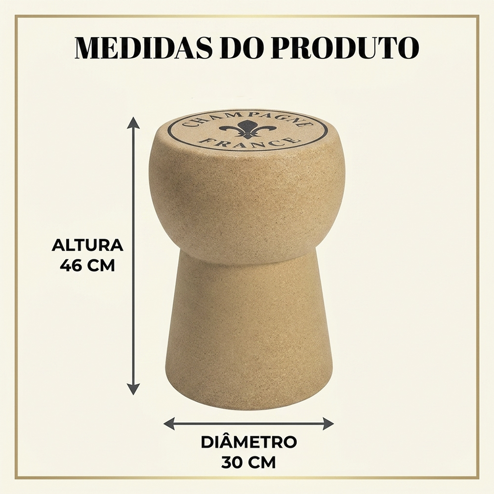 Banqueta Rolha Cortiça Champanhe Banco Decorativo
