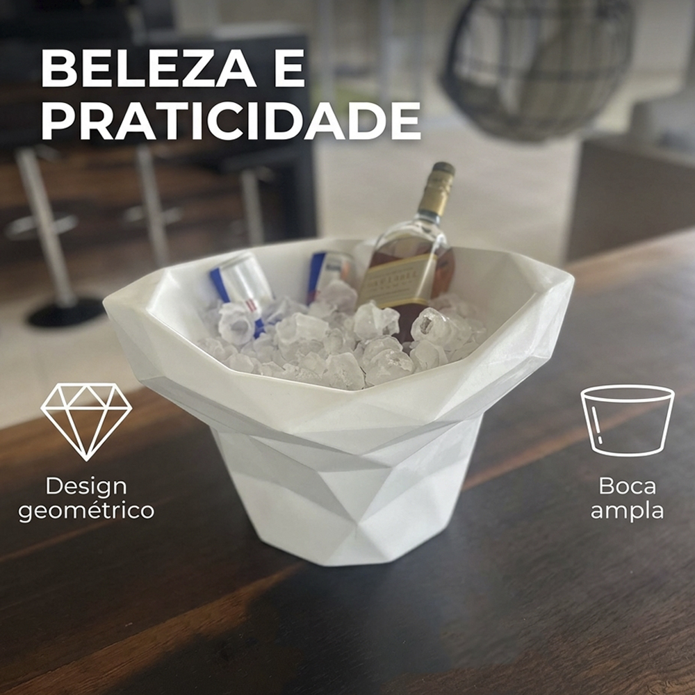 Champanheira de Mesa Design Geométrico Branca