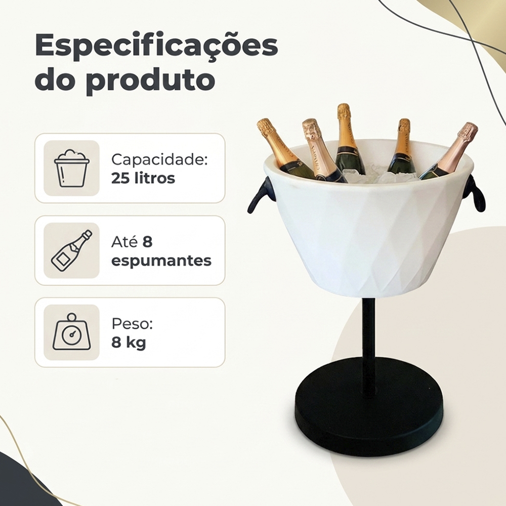 Champanheira Pedestal 25L Festas Até 8 Garrafas