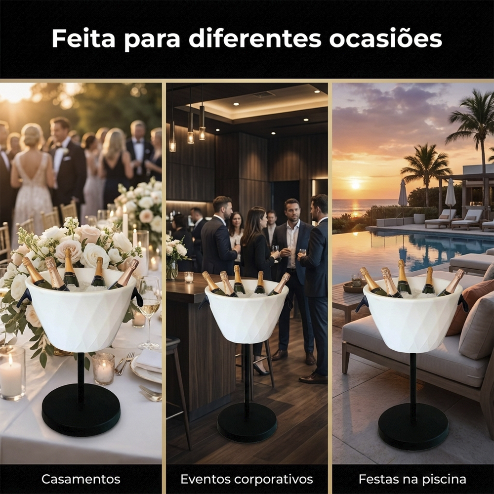 Champanheira Pedestal 25L Festas Até 8 Garrafas