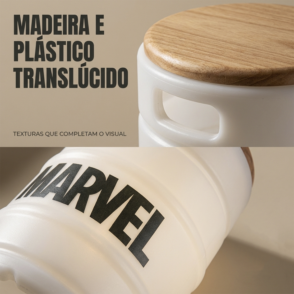 Barril Iluminado Banco Marvel Branco Licenciado Luminária