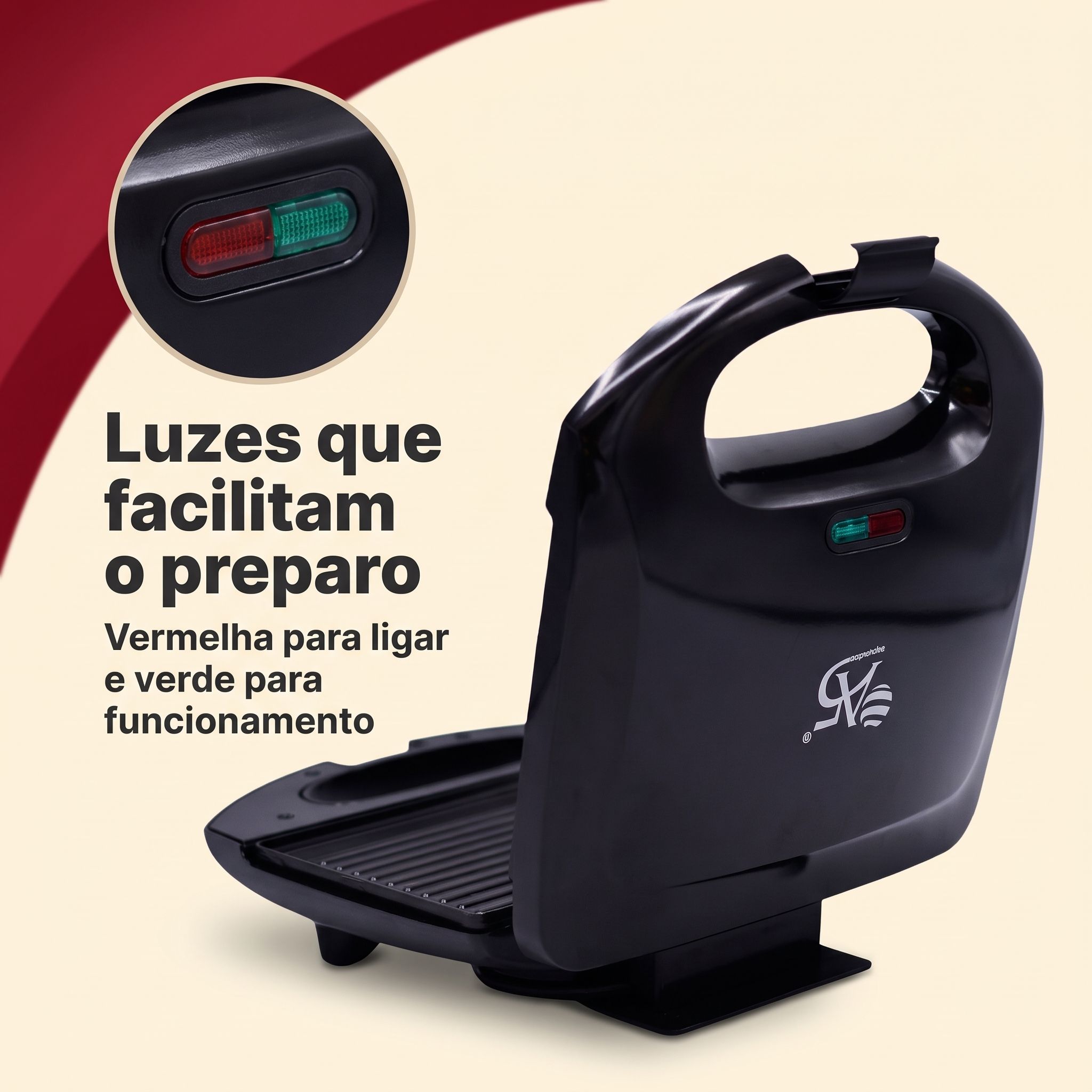 Sanduicheira Grill Elétrica 750W 220V Antiaderente Torradeira Boston A5