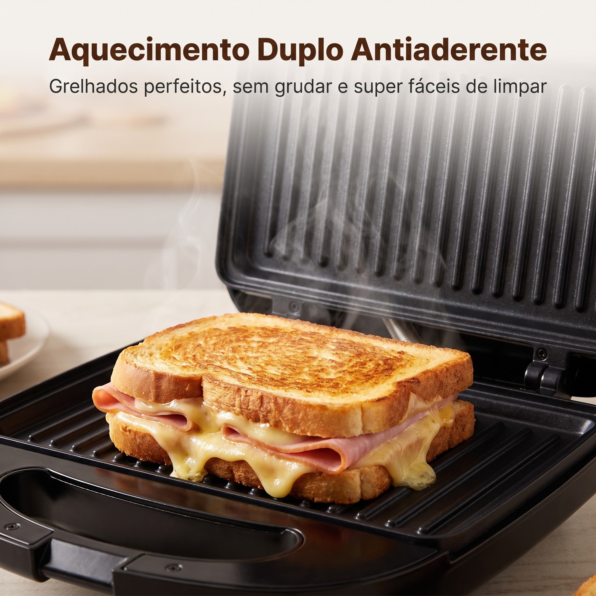 Sanduicheira Grill Elétrica 750W 127V Antiaderente Torradeira Boston A5