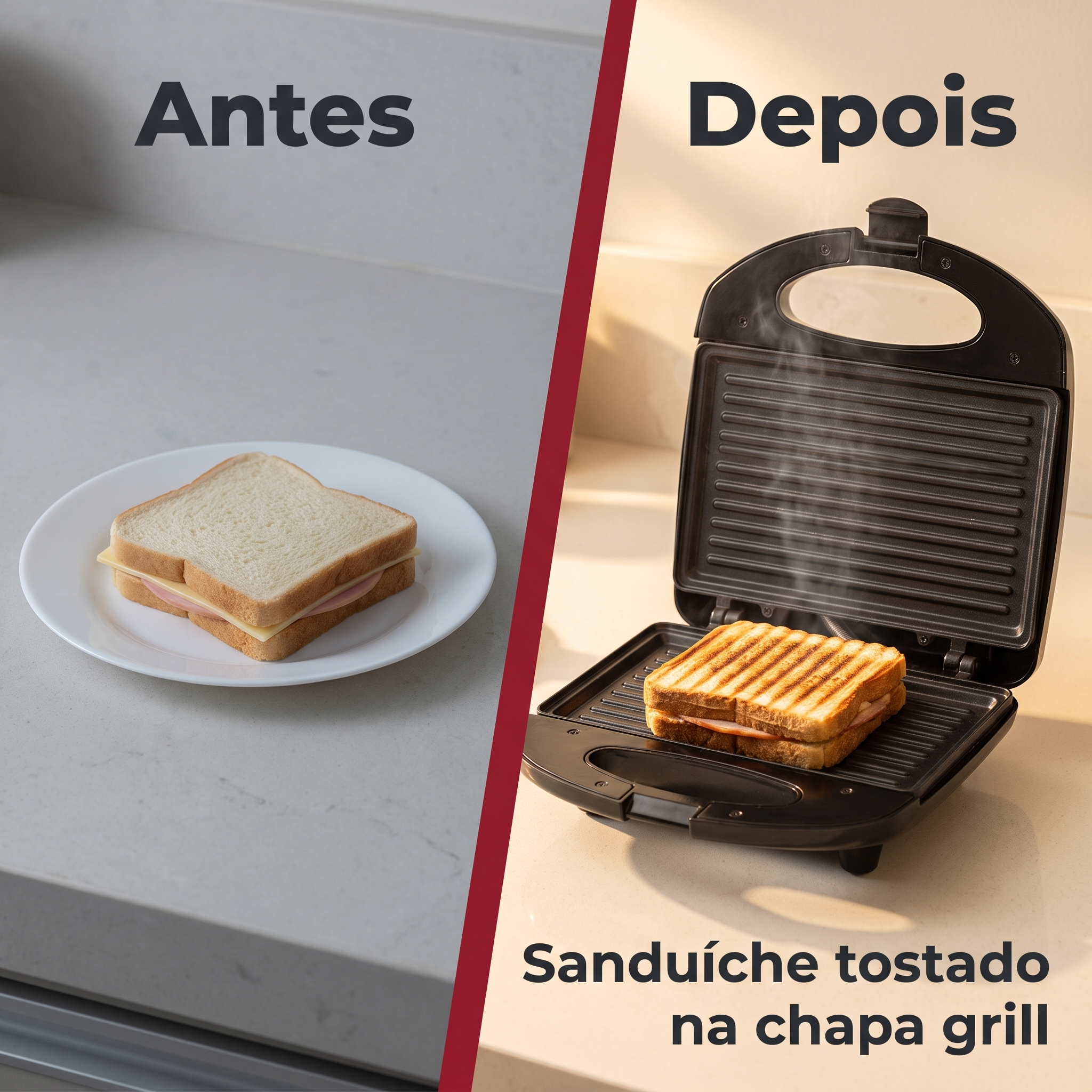 Sanduicheira Grill Elétrica 750W 127V Antiaderente Torradeira Boston A5