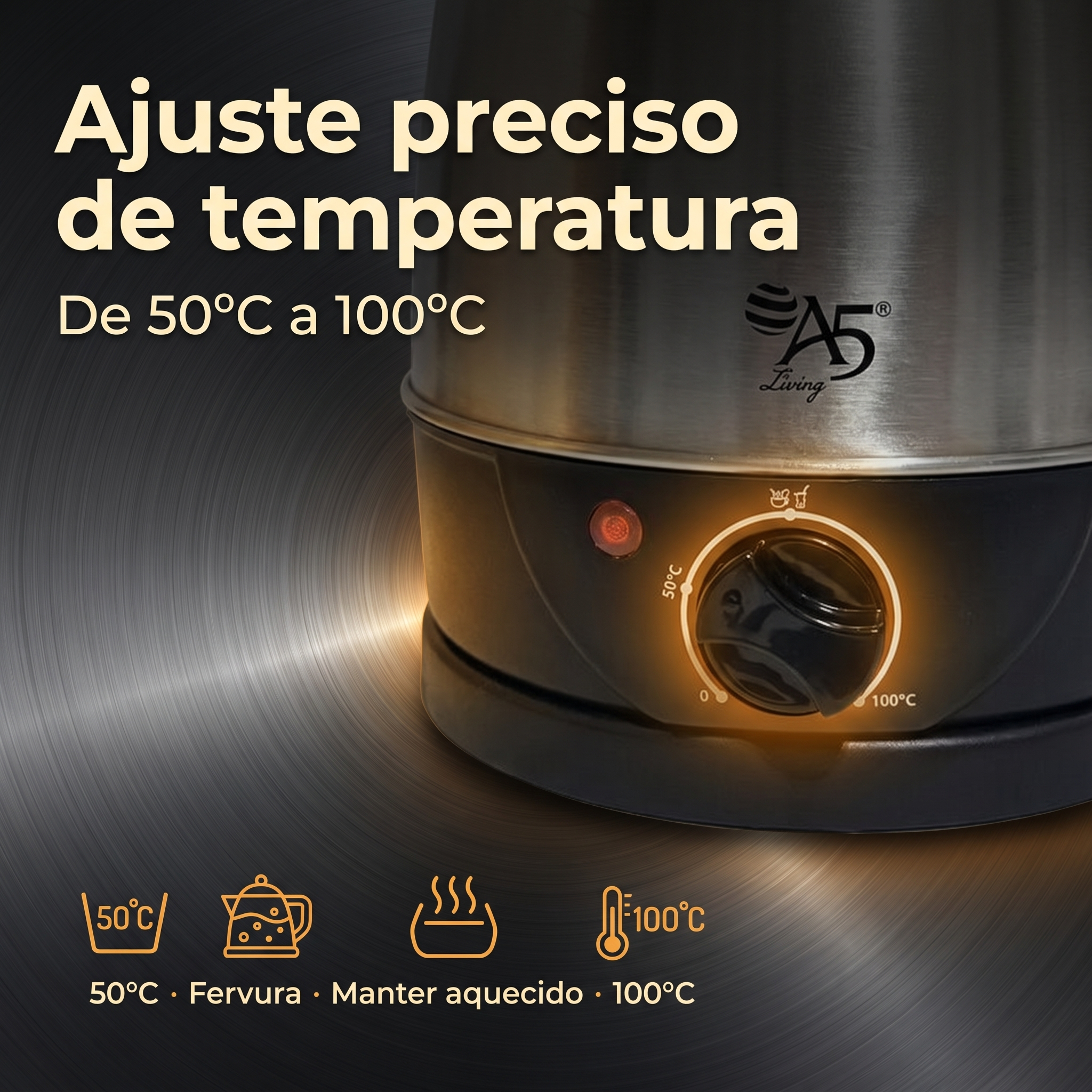Chaleira Elétrica 1,8L 220V 1500W Seletor Temperatura Chimarrão Prime