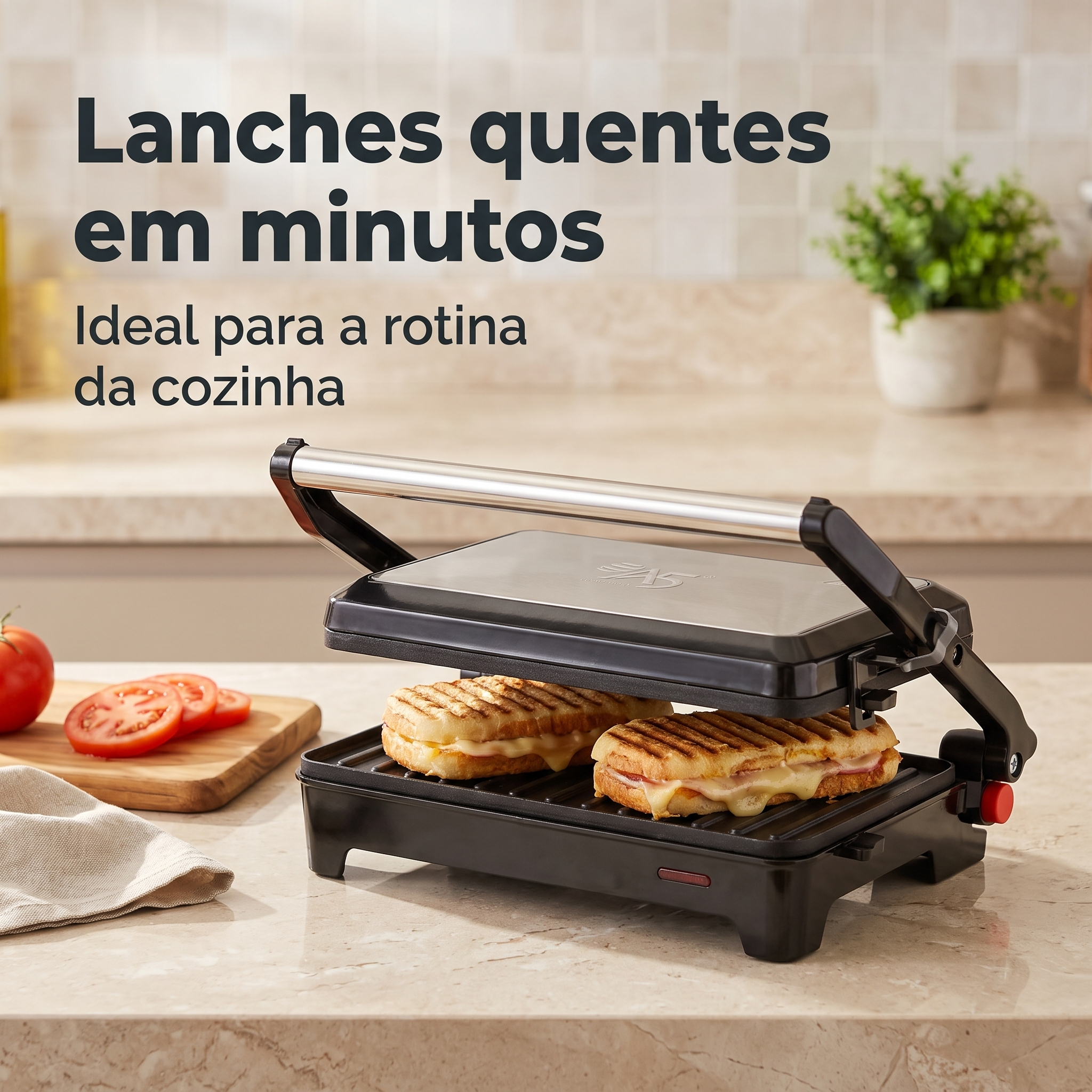 Grill Elétrico Inox 850W 220V Antiaderente para Grelhados Austin Prime A5