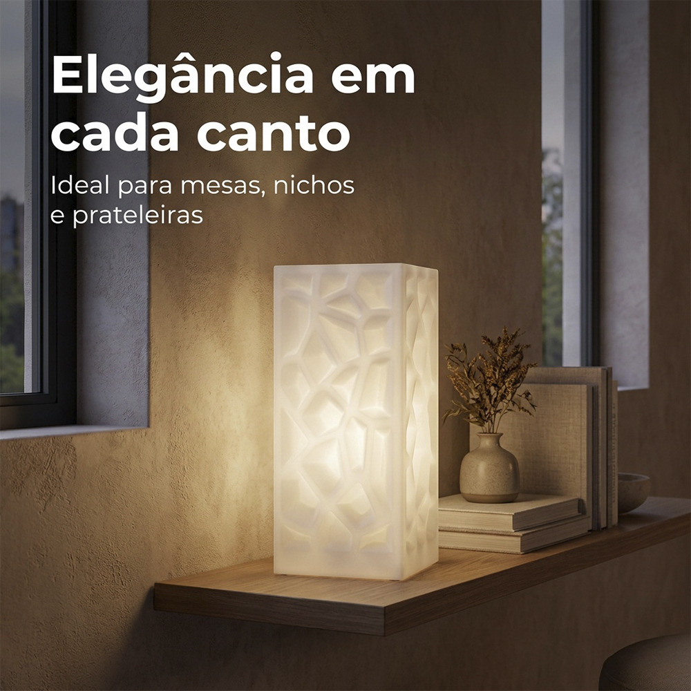 Luminária de Mesa Torre Decorativa Luz Difusa