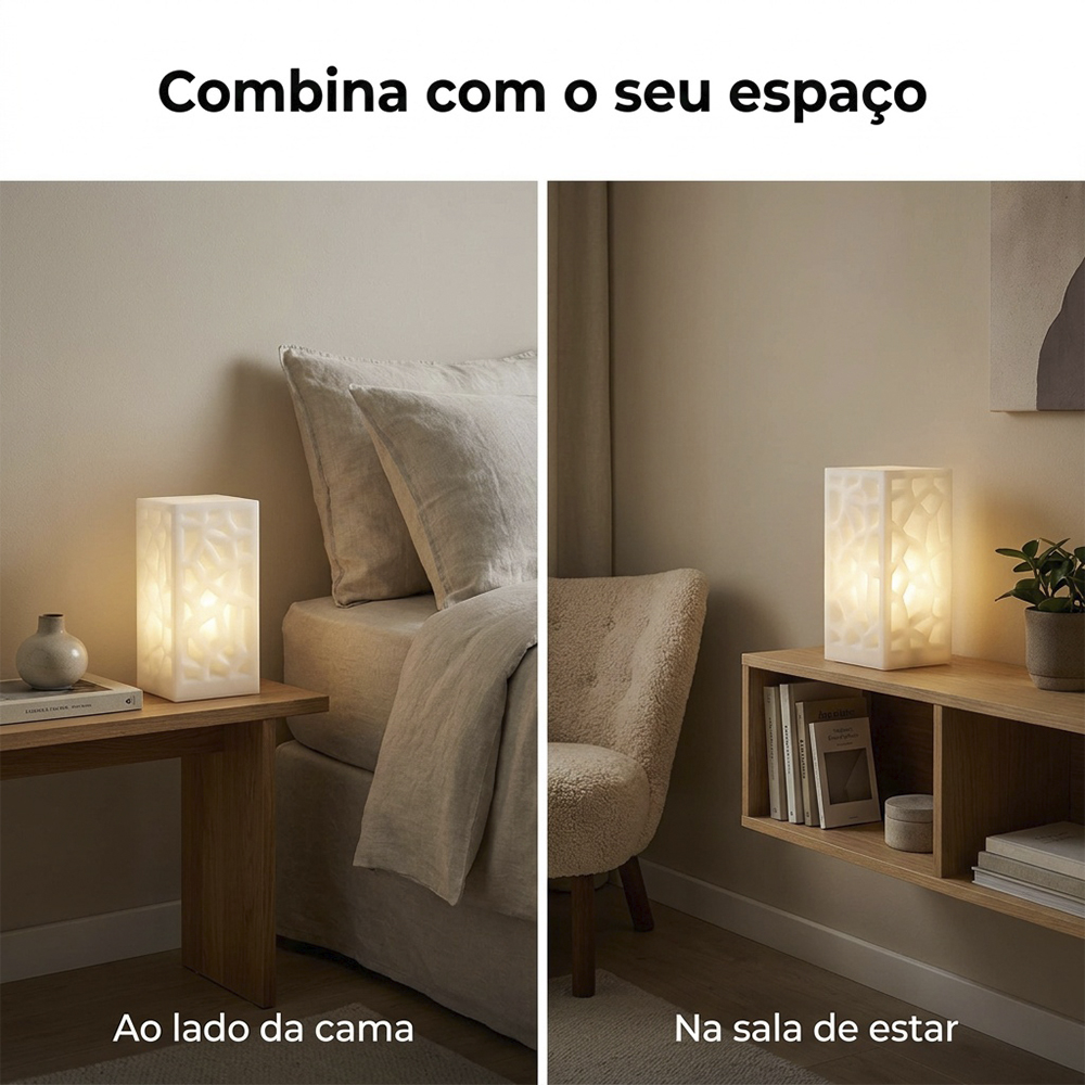 Luminária de Mesa Torre Decorativa Luz Difusa