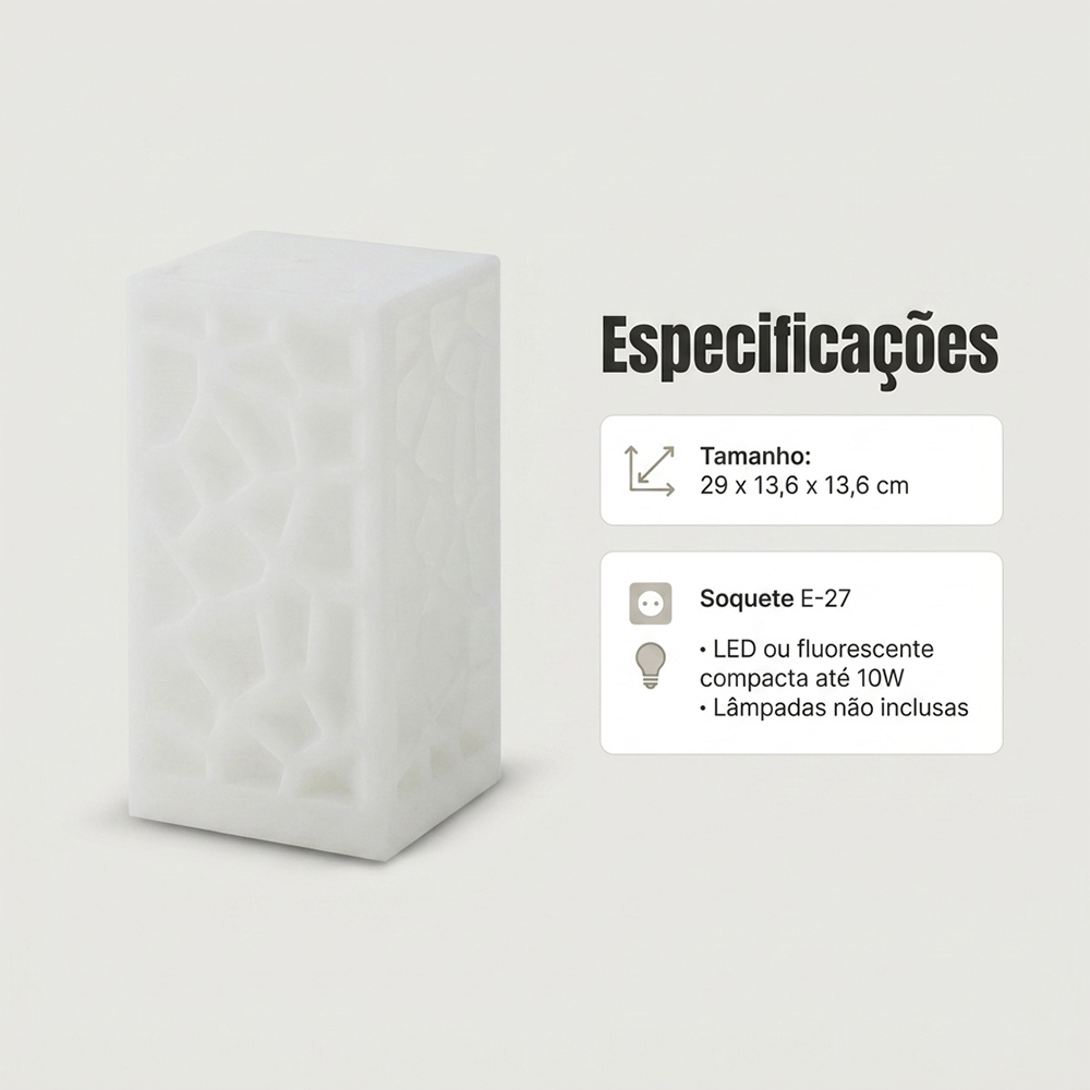 Luminária de Mesa Torre Decorativa Luz Difusa