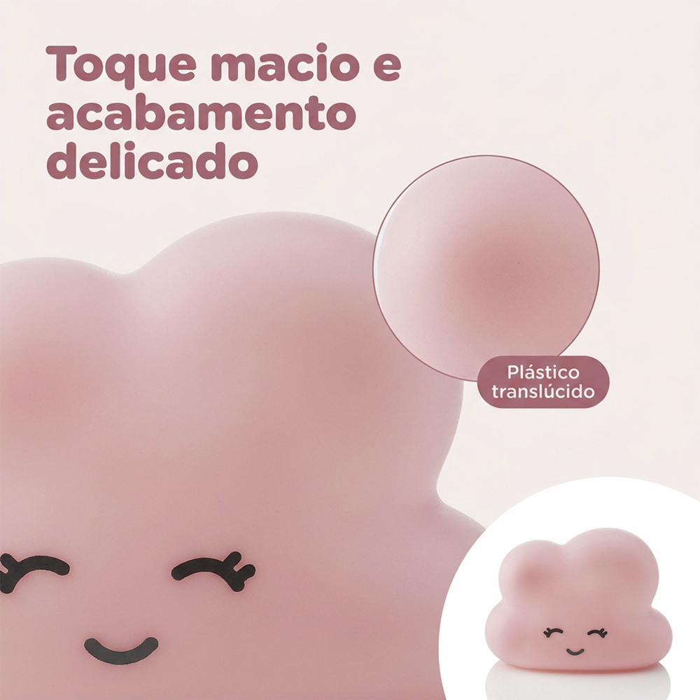 Luminária Nuvem Rosa de Mesa com Adesivos