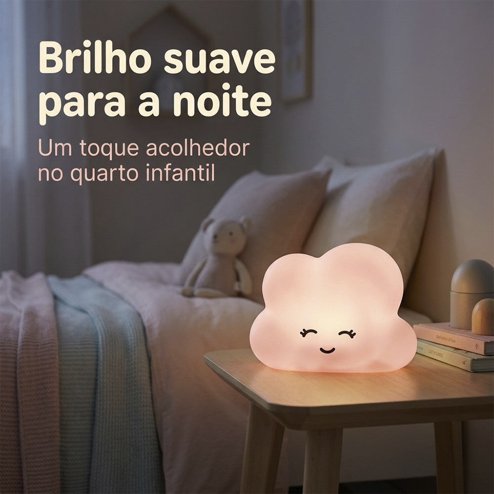 Luminária Nuvem Rosa de Mesa com Adesivos