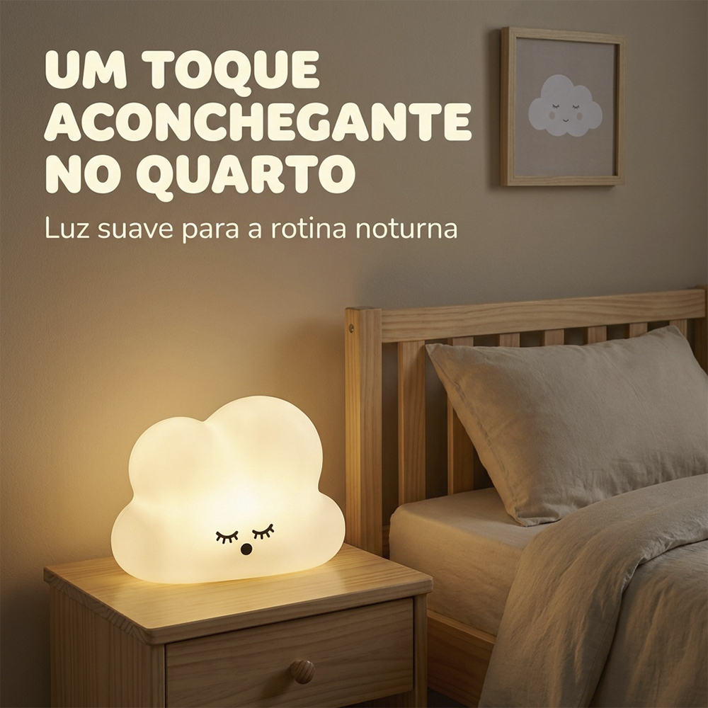 Luminária Nuvem Branca de Mesa com Adesivos