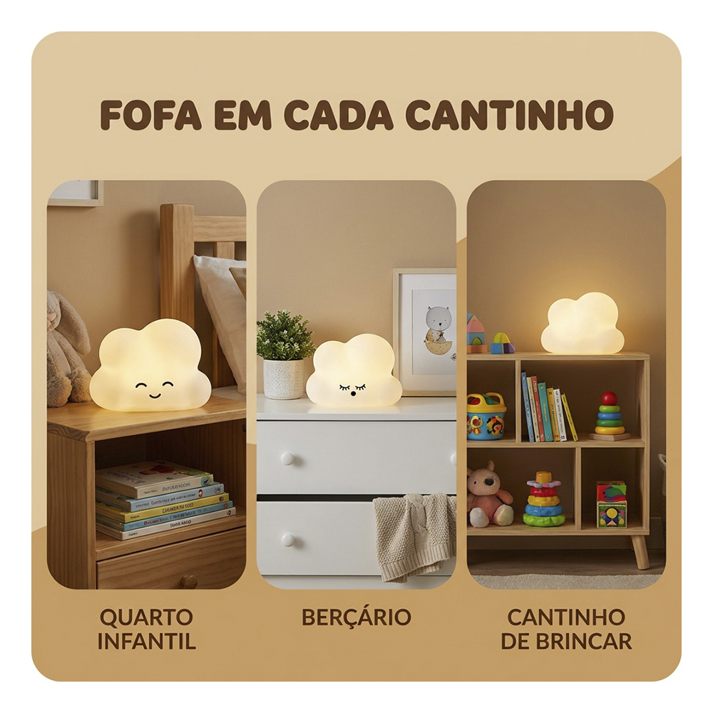Luminária Nuvem Branca de Mesa com Adesivos