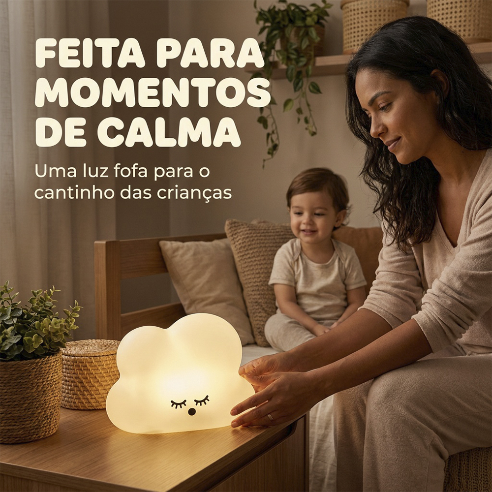 Luminária Nuvem Branca de Mesa com Adesivos