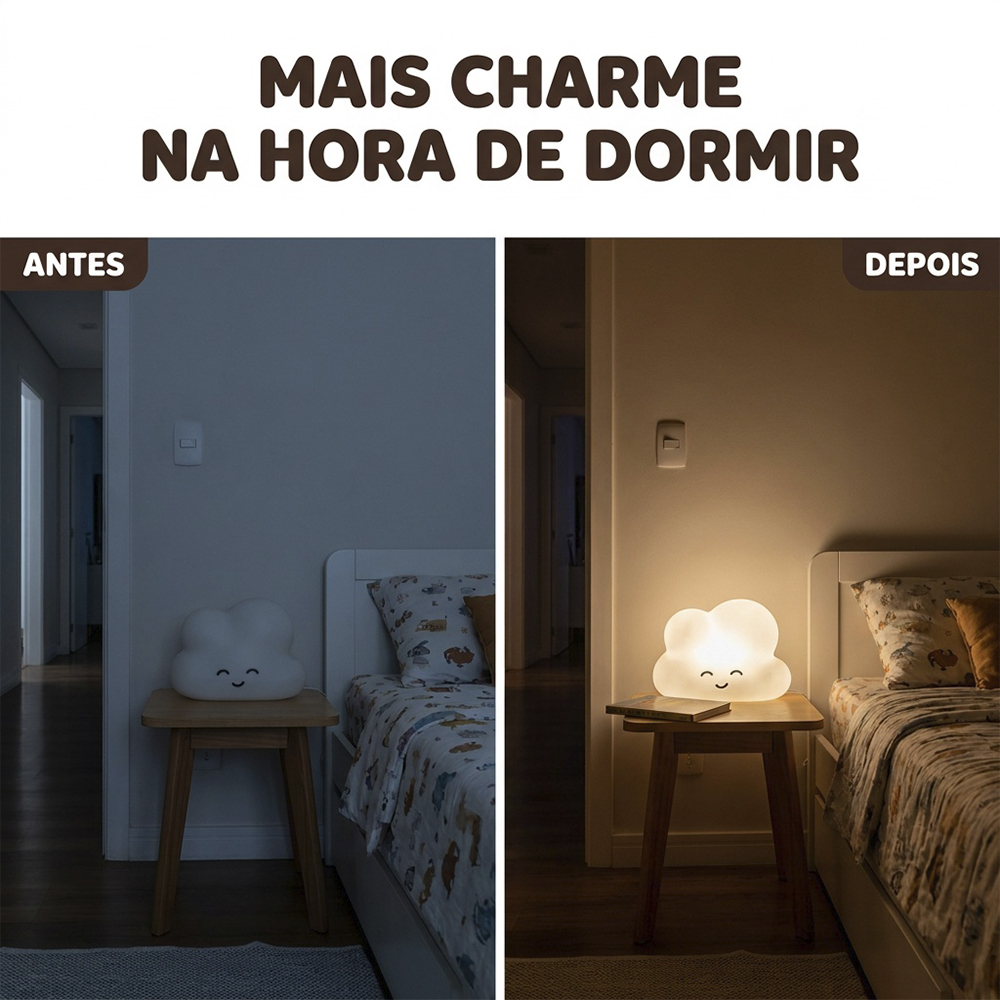 Luminária Nuvem Branca de Mesa com Adesivos