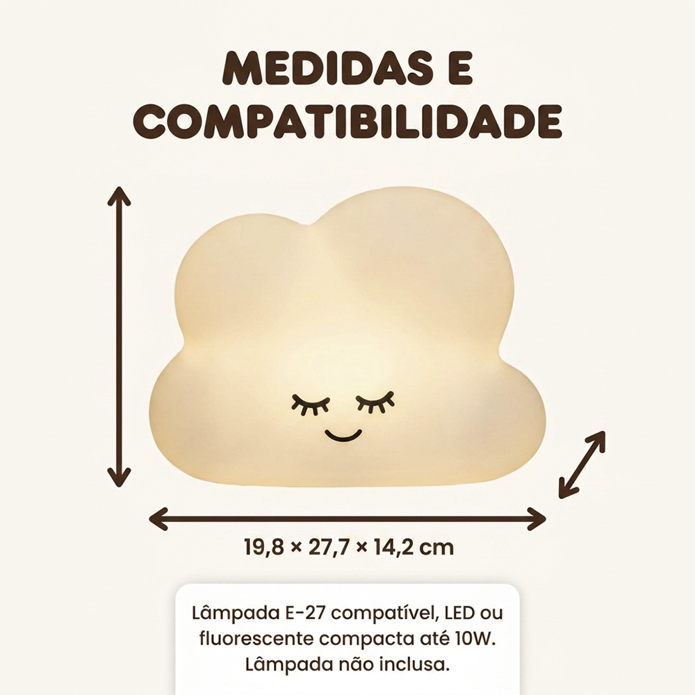 Luminária Nuvem Branca de Mesa com Adesivos