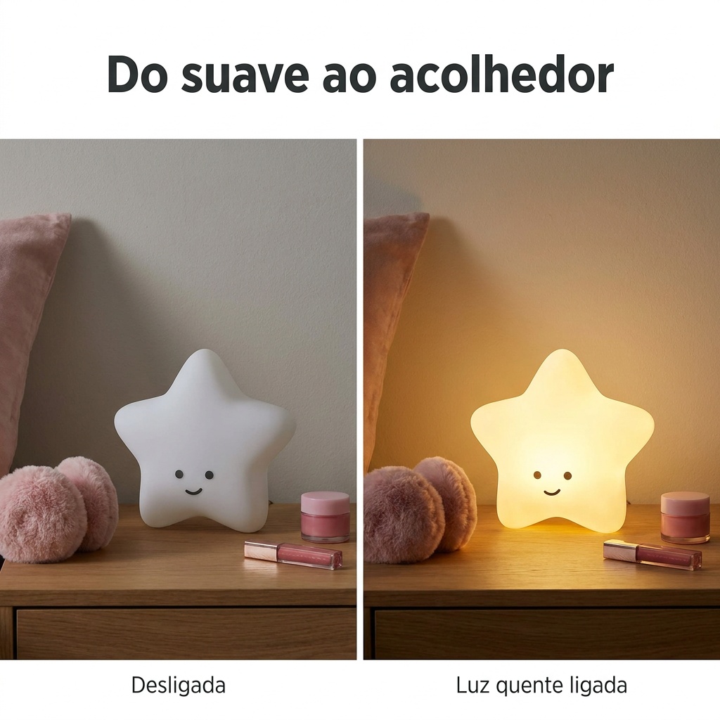 Luminária Estrela Branca de Mesa com Adesivos