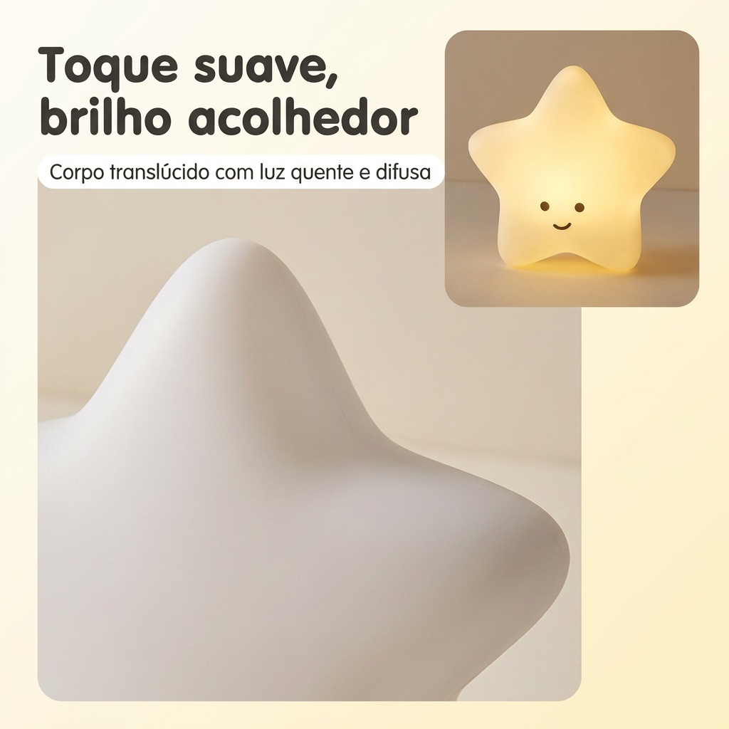 Luminária Estrela Branca de Mesa com Adesivos