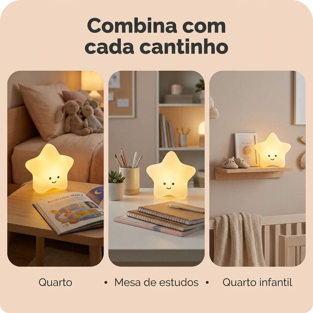 Luminária Estrela Branca de Mesa com Adesivos