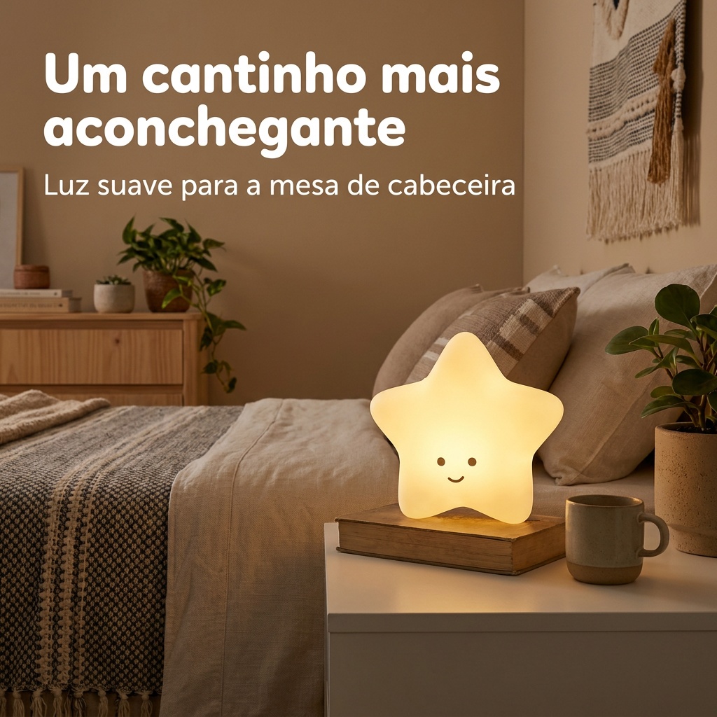 Luminária Estrela Branca de Mesa com Adesivos