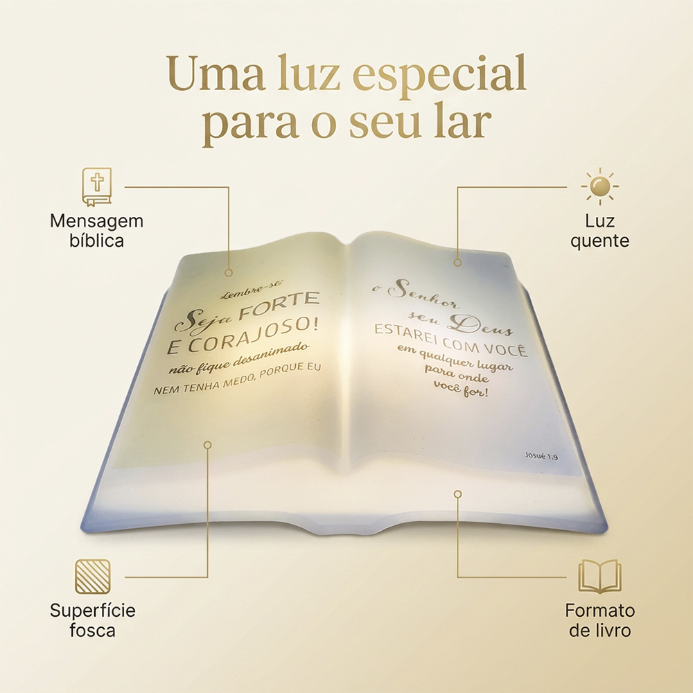 Luminária Bíblia Versículo Josue 1-9 de Mesa