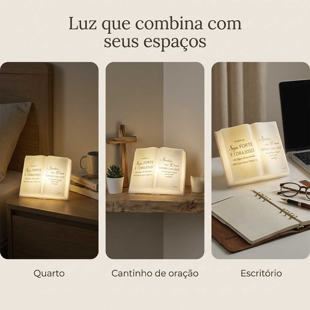 Luminária Bíblia Versículo Josue 1-9 de Mesa