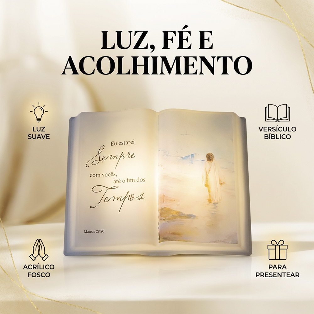 Luminária Bíblia Versículo Mateus 28-20 de Mesa