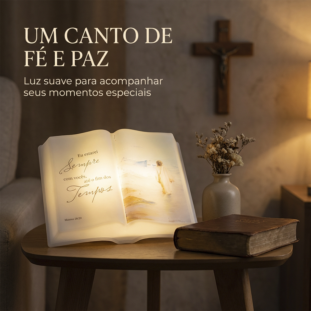 Luminária Bíblia Versículo Mateus 28-20 de Mesa