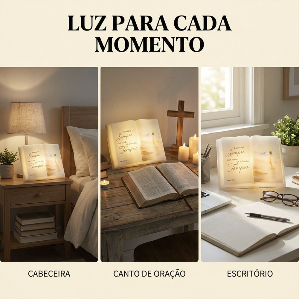 Luminária Bíblia Versículo Mateus 28-20 de Mesa