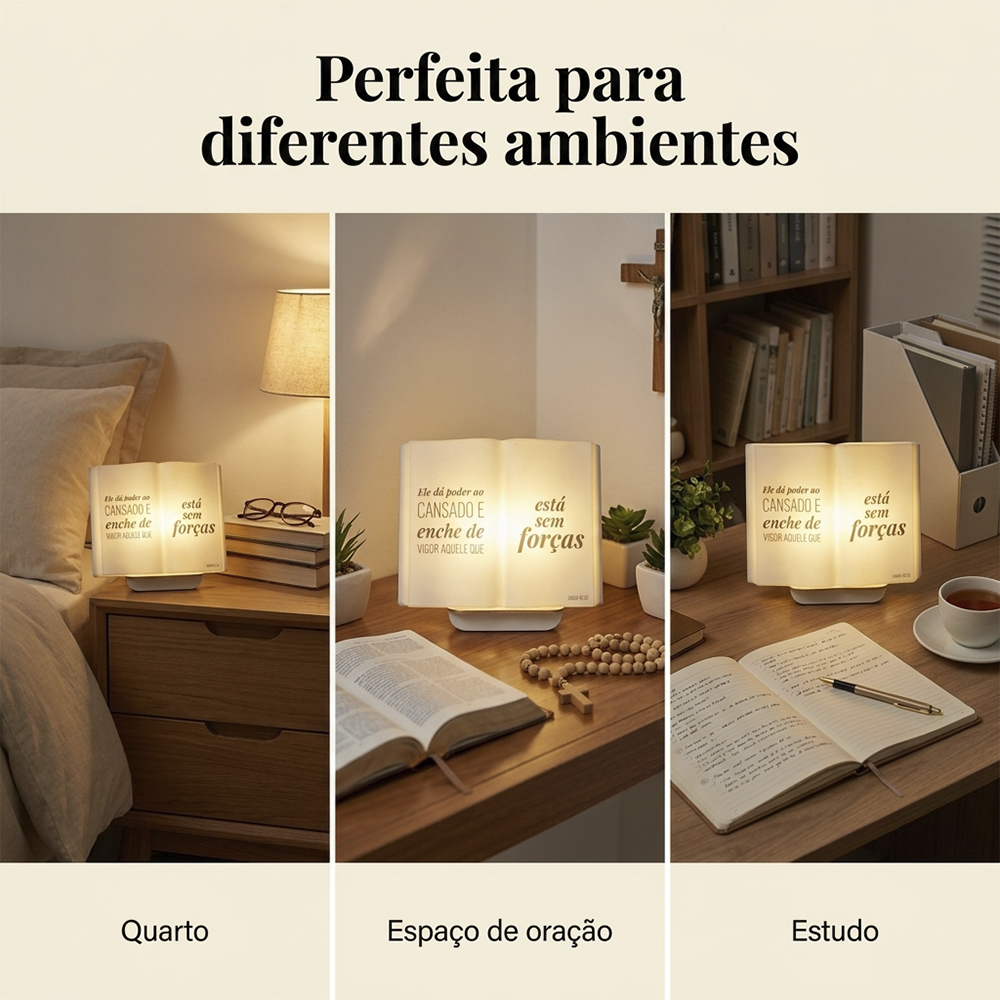 Luminária Bíblia Versículo Isaias 40-29 de Mesa