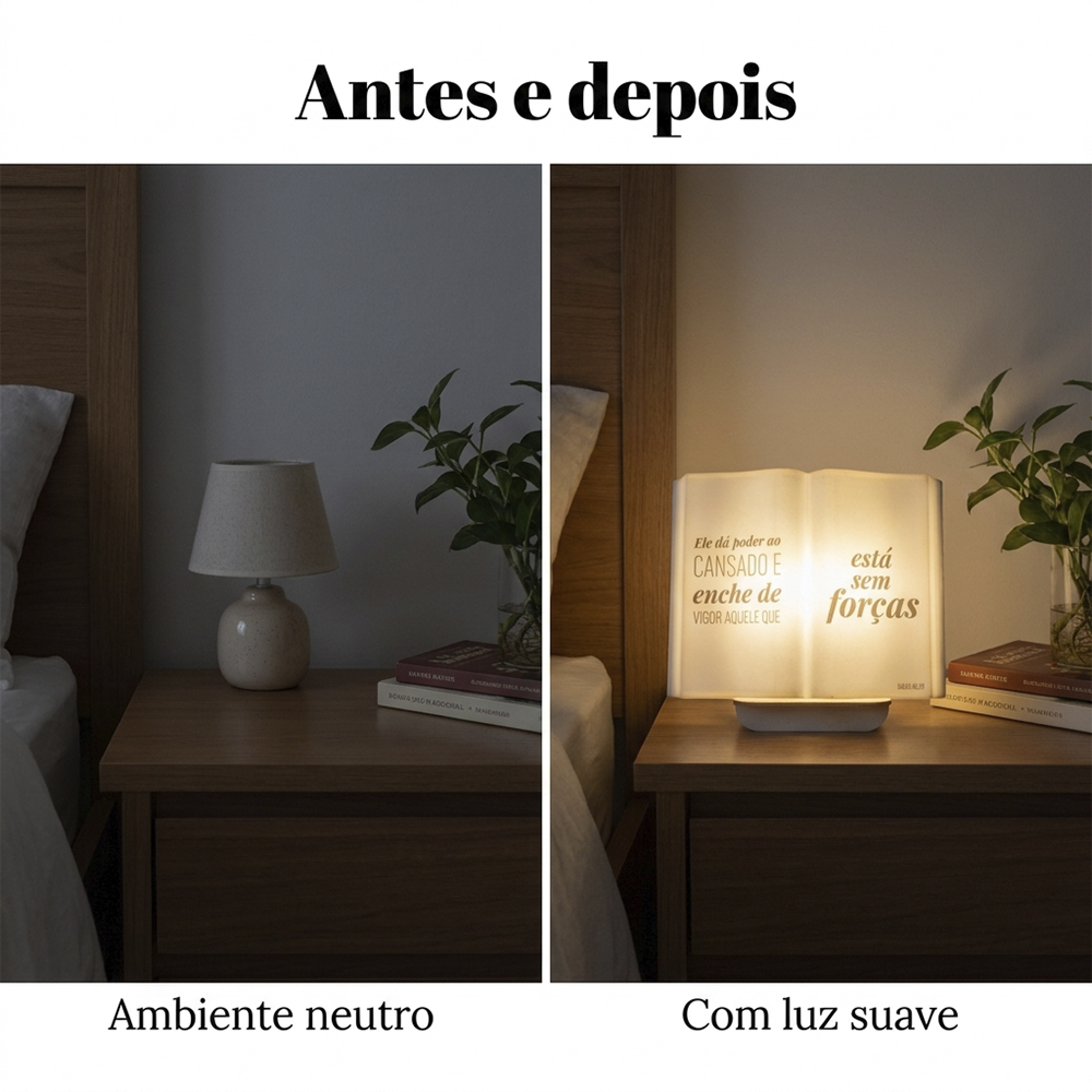 Luminária Bíblia Versículo Isaias 40-29 de Mesa