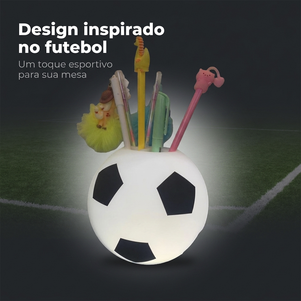 Porta Lápis Bola de Futebol Organizador de Mesa