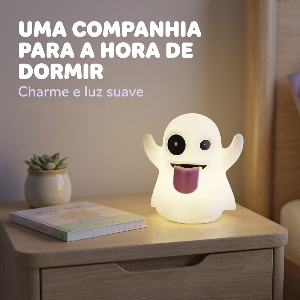 Luminária Emoji Fantasma de Mesa Decorativa