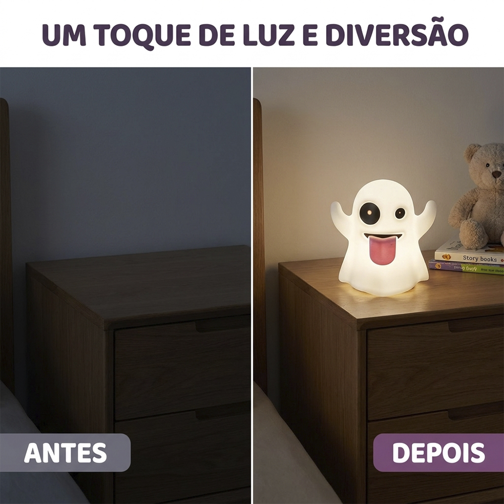 Luminária Emoji Fantasma de Mesa Decorativa