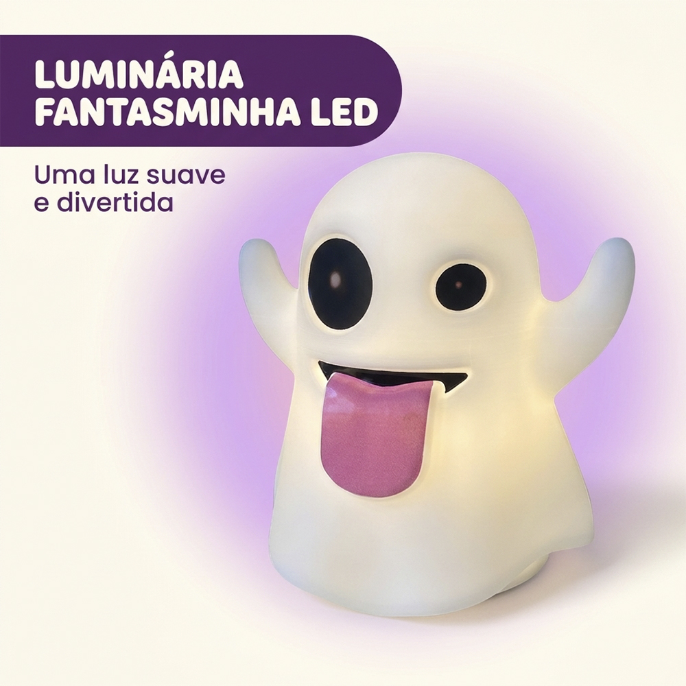Luminária Emoji Fantasma de Mesa Decorativa