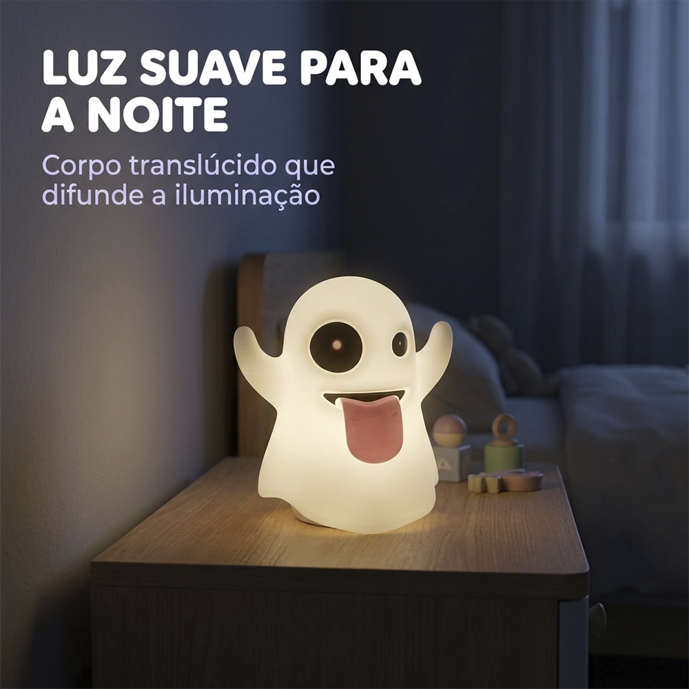 Luminária Emoji Fantasma de Mesa Decorativa