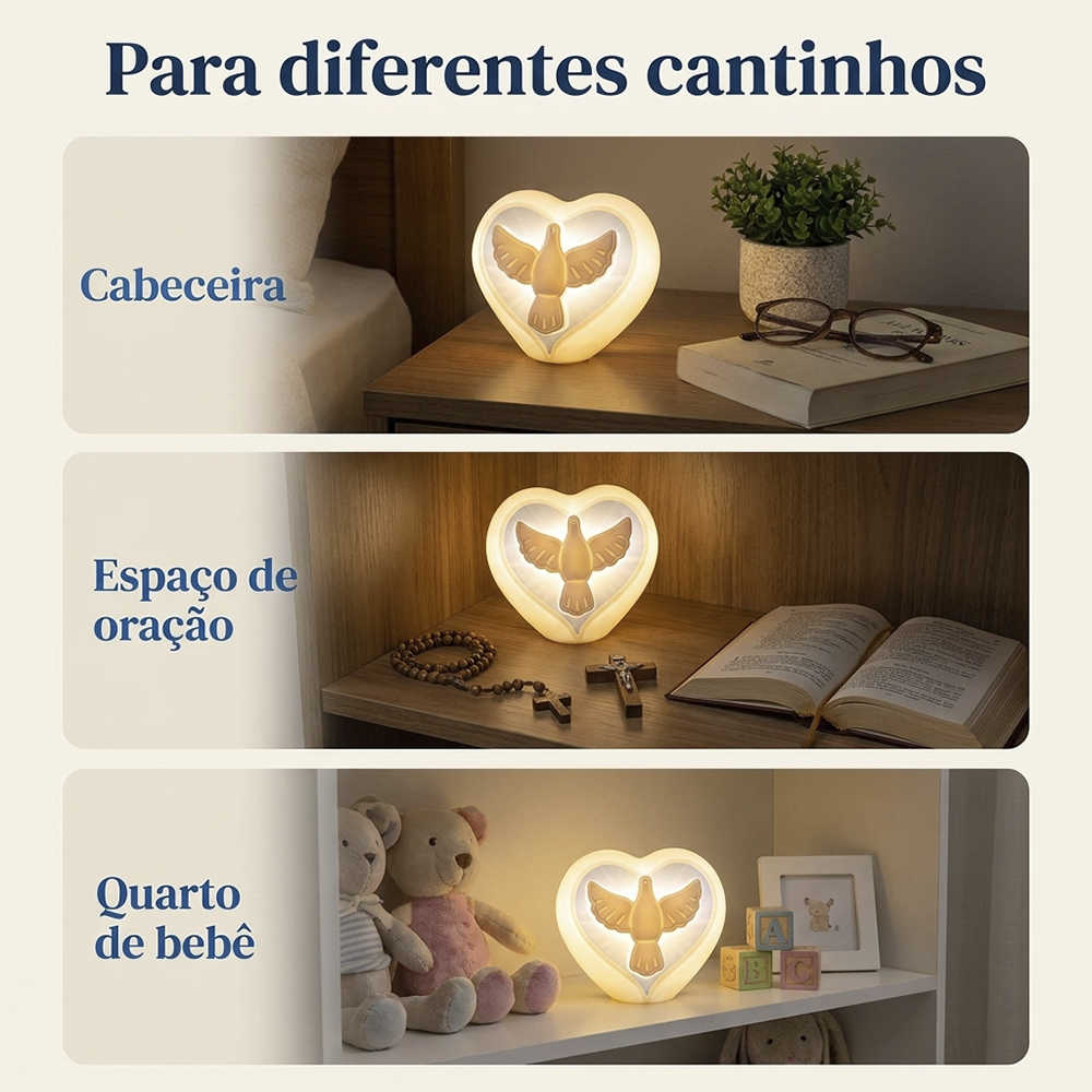 Luminária USB Coração Espírito Santo Branco