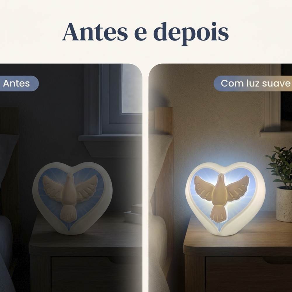 Luminária USB Coração Espírito Santo Branco