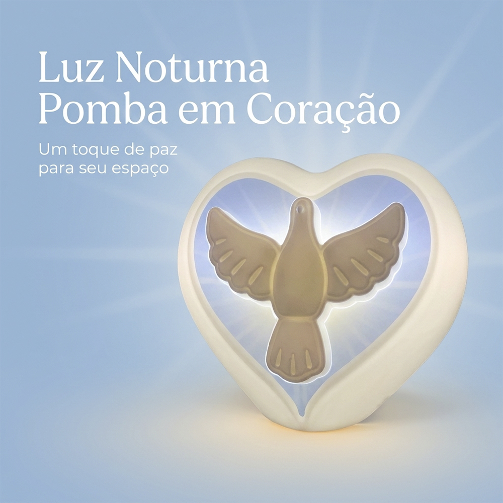 Luminária USB Coração Espírito Santo Branco