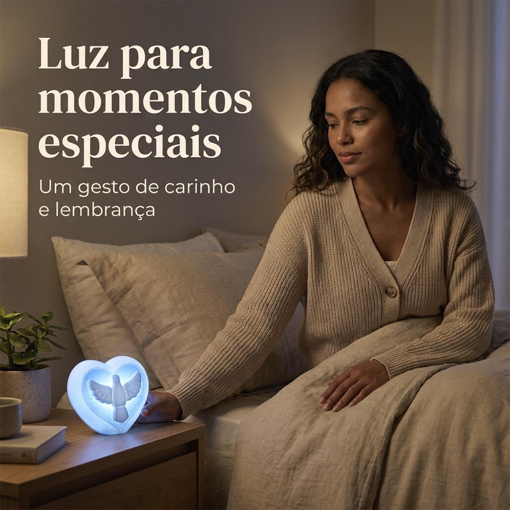 Luminária USB Coração Espírito Santo Branco
