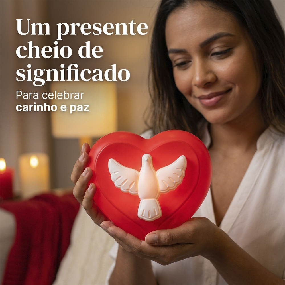 Luminária USB Coração Espírito Santo Vermelho