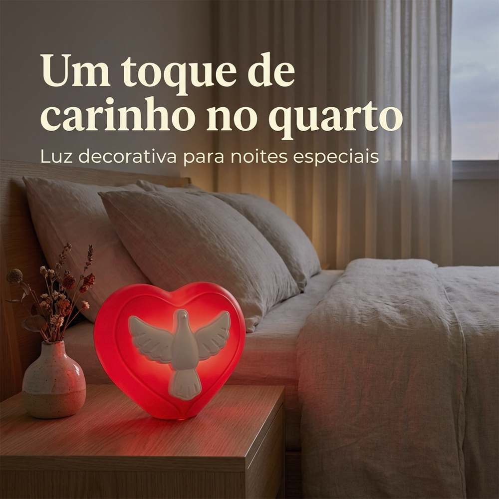 Luminária USB Coração Espírito Santo Vermelho