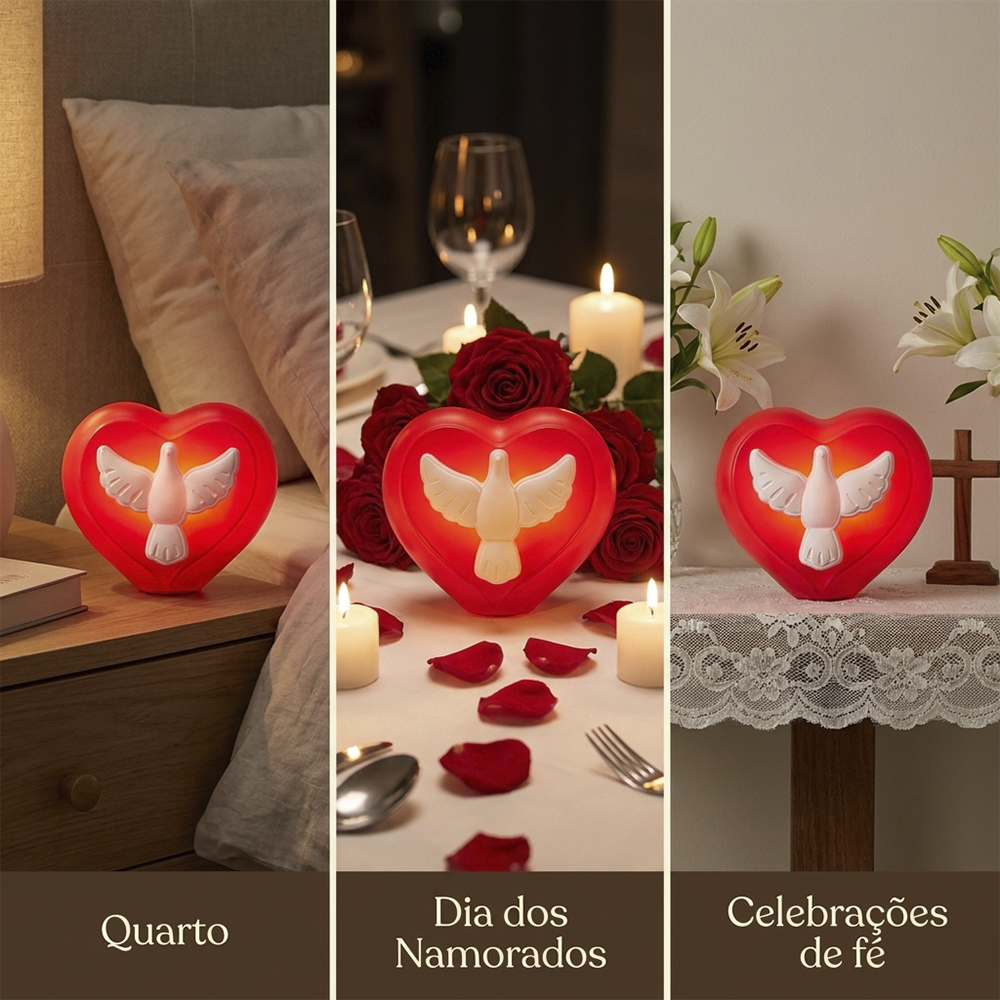 Luminária USB Coração Espírito Santo Vermelho
